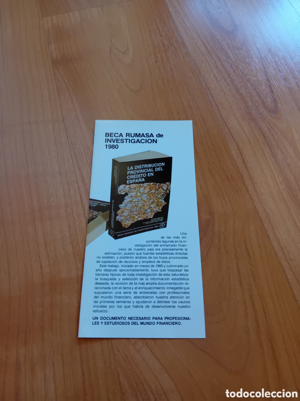 Outros artigos de papel: FOLLETO BECA RUMASA INVESTIGACION 1980. SET EDICIONES