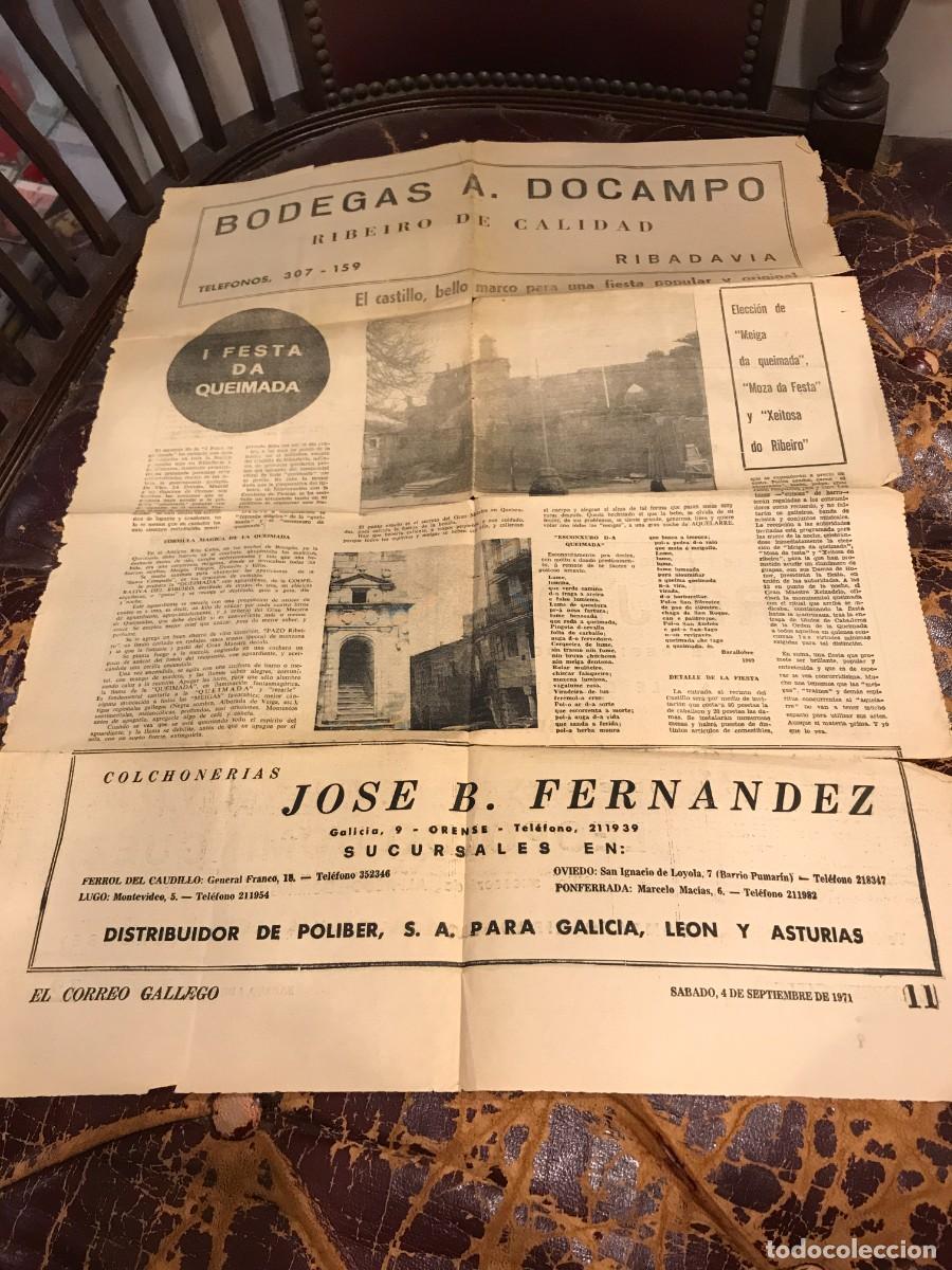 Collectionnisme Papier divers: HOJA DE EL CORREO GALLEGO. 1971. RIBADAVIA. BODEGAS A. DOCAMPO. CLUB F&Uacute;TBOL RIVADAVIA ATL&Eacute;TICO.