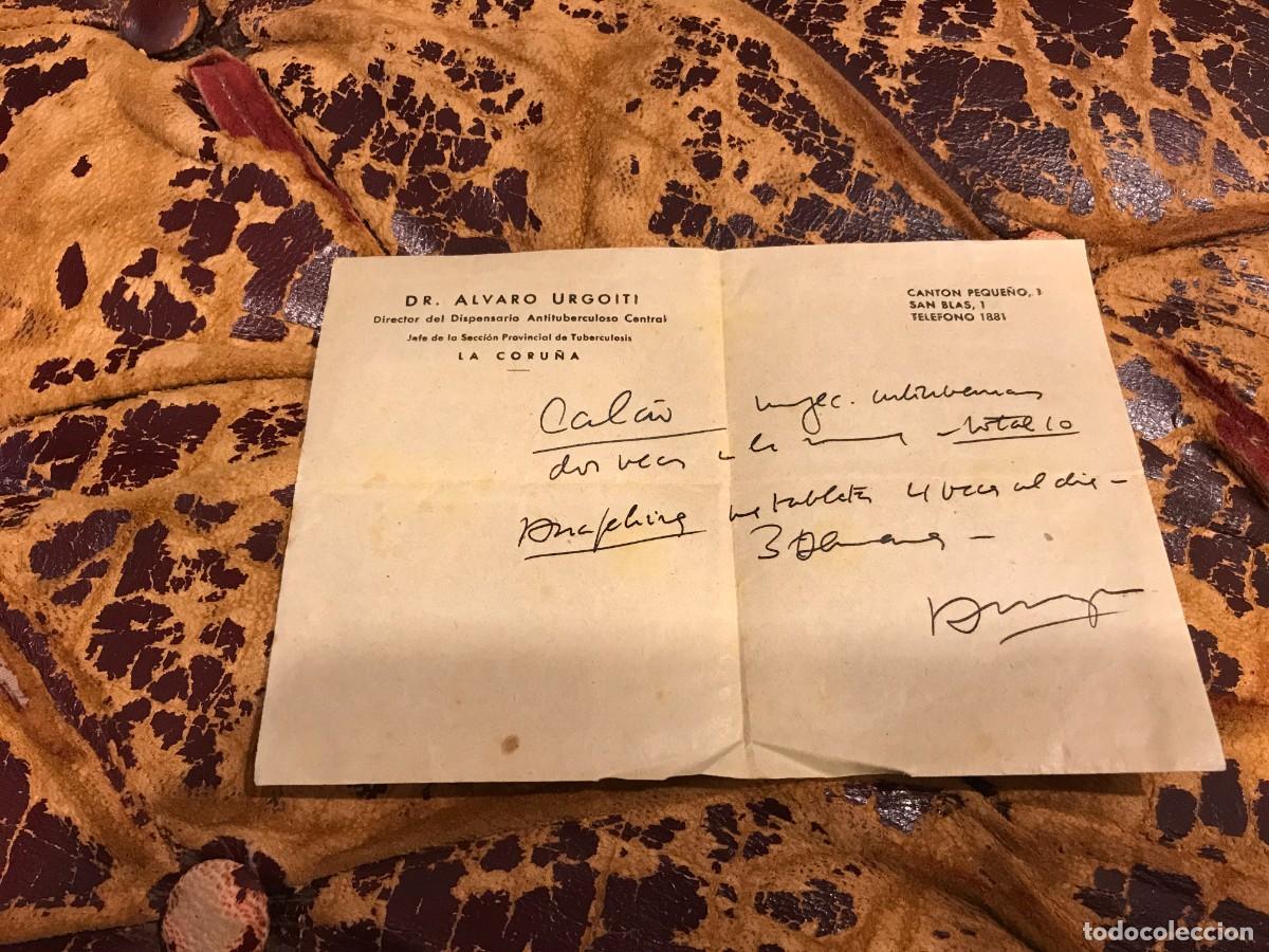 Otros Art&iacute;culos de Coleccionismo en Papel: RECETA M&Eacute;DICA. DR. ALVARO URGOITI. DIRECTOR DEL DISPENSARIO ANTITUBERCULOSO... CORU&Ntilde;A