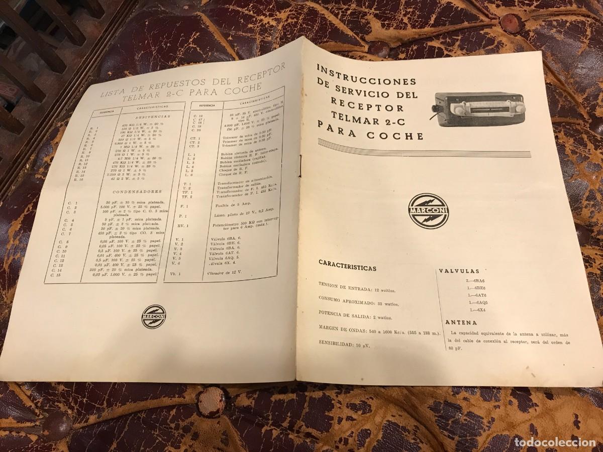 Collectionnisme Papier divers: INSTRUCCIONES DE SERVICIO DEL RECEPTOR TELMAR 2-C PARA COCHE. MARCONI