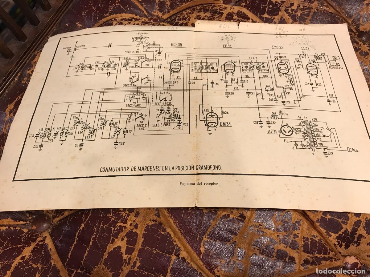 Otros Art&iacute;culos de Coleccionismo en Papel: CONMUTADOR DE M&Aacute;RGENES EN LA POSICI&Oacute;N GRAM&Oacute;FONO. ESQUEMA DEL RECEPTOR