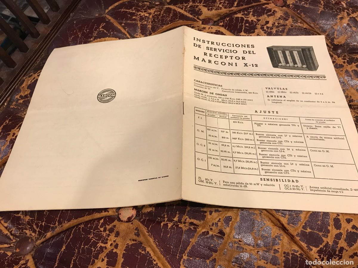 Collectionnisme Papier divers: INSTRUCCIONES DE SERVICIO DEL RECEPTOR MARCONI X-12