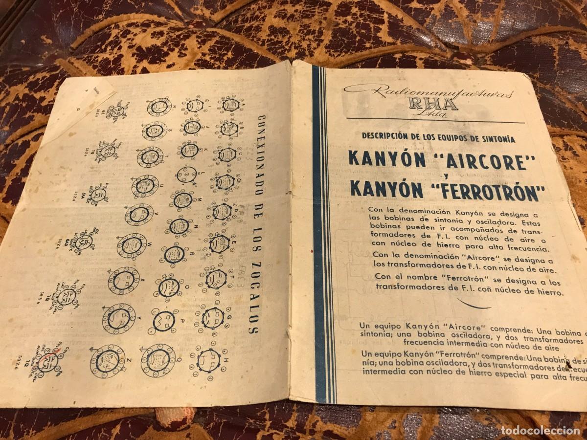 Collectionnisme Papier divers: RADIOMANUFACTURAS RHA. EQUIPOS DE SINTON&Iacute;A KANY&Oacute;N AIRCORE Y KANY&Oacute;N FERROTR&Oacute;N