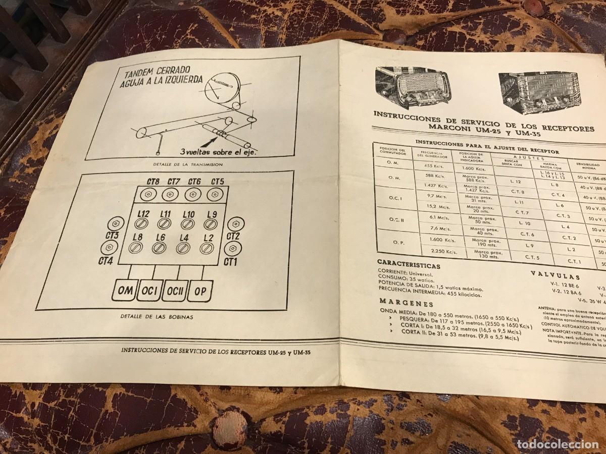 Collectionnisme Papier divers: INSTRUCCIONES DE SERVICIO DE LOS RECEPTORES MARCONI UM-25 Y UM-35