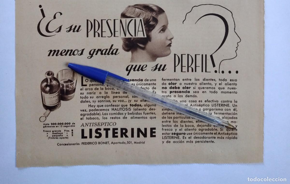 Outros artigos de papel: LISTERINE ANTIS&Eacute;PTICO PUBLICIDAD A&Ntilde;O 1935