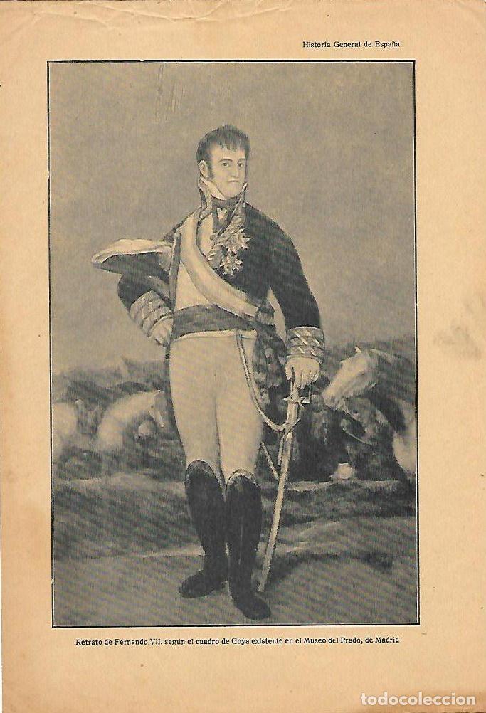 Otros Art&iacute;culos de Coleccionismo en Papel: LAMINA RETRATO EN B/N DE FERNANDO VII, SEG&Uacute;N EL CUADRO DE GOYA DEL MUSEO DEL PRADO. LAMINARTE-054