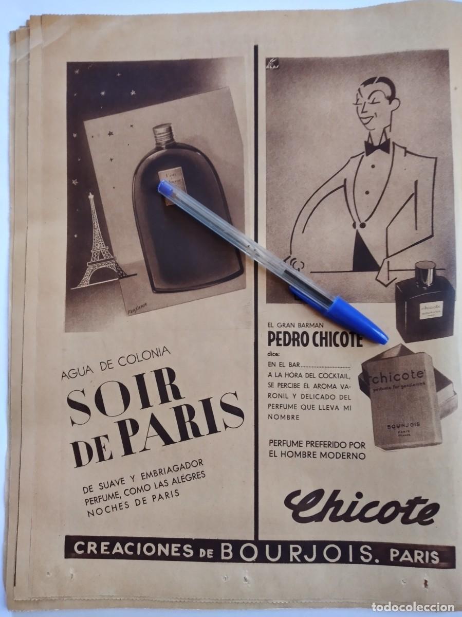 Otros Art&iacute;culos de Coleccionismo en Papel: SOIR DE PARIS PEDRO CHICOTE PERFUME AGUA DE COLONIA BOURJOIS PARIS PUBLICIDAD A&Ntilde;O 1935