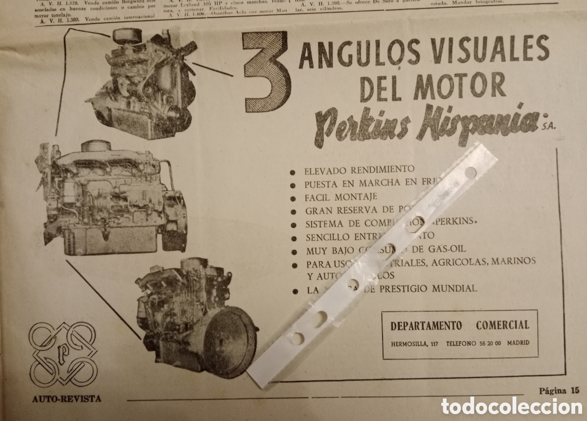 Paper Collecting Others: Publicidad motores perkins de 1960 autom&oacute;vil