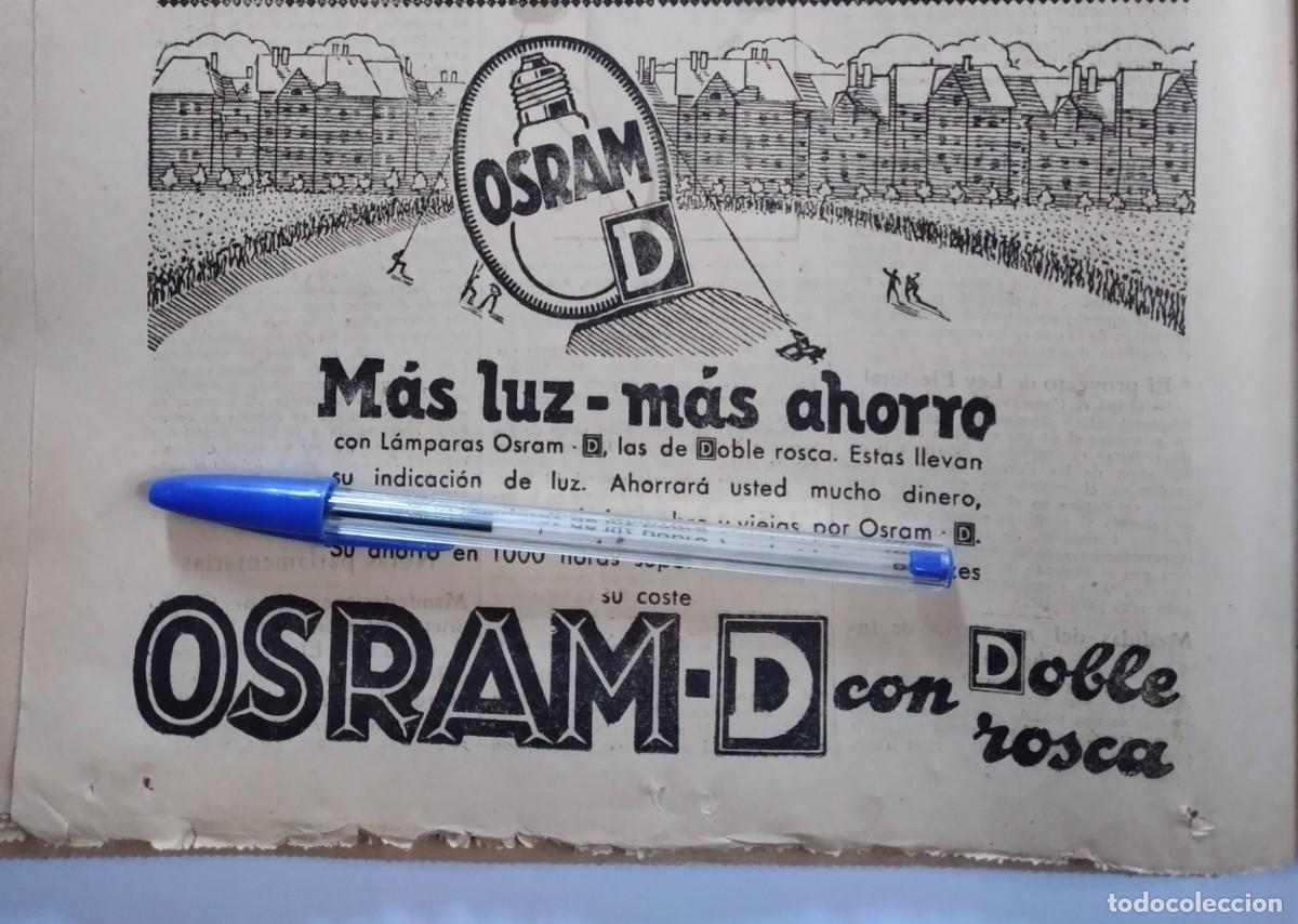 Outros artigos de papel: OSRAM D BOMBILLAS L&Aacute;MPARAS DOBLE ROSCA PUBLICIDAD A&Ntilde;O 1935