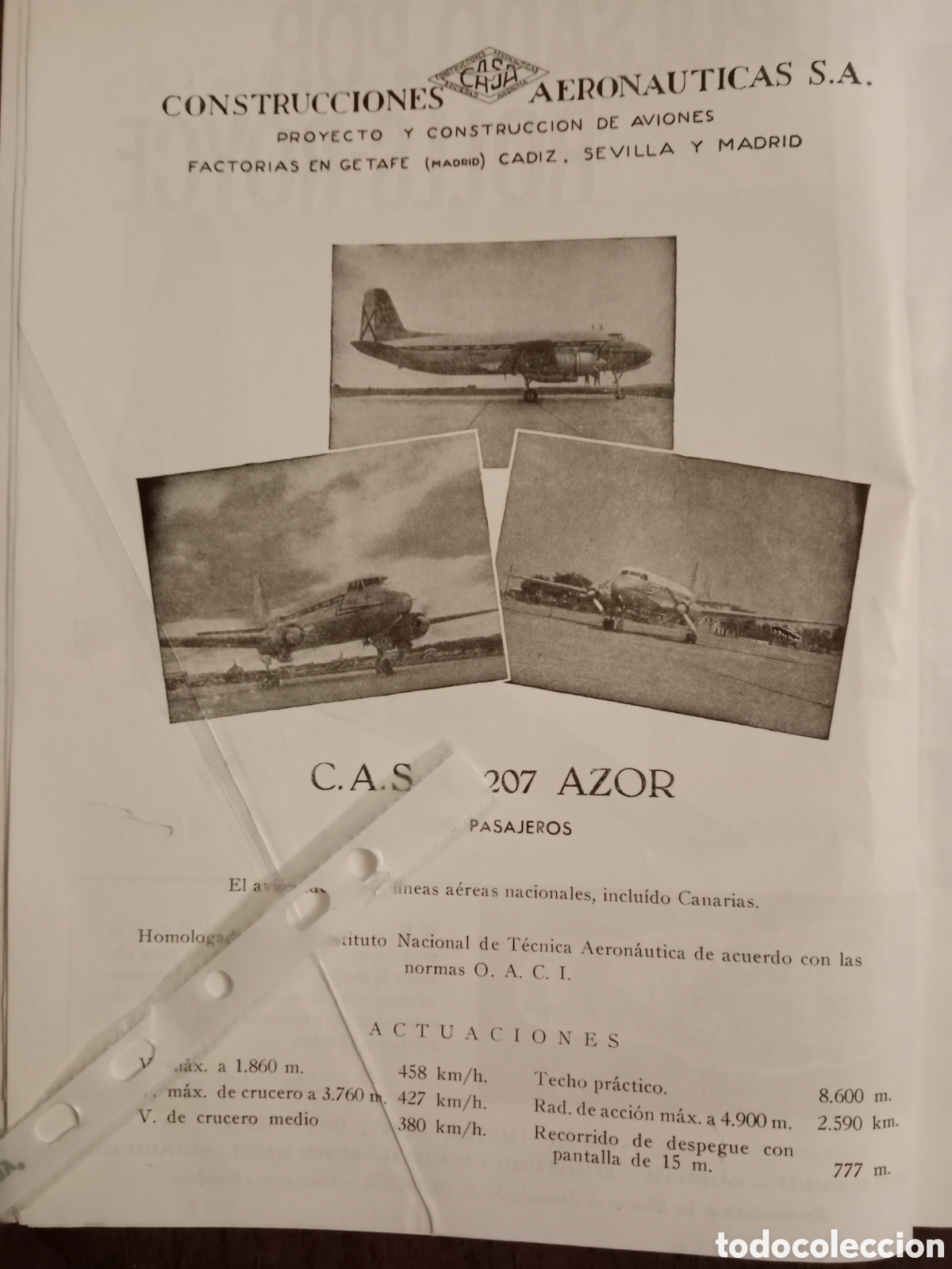 Paper Collecting Others: Publicidad aviones construcci&oacute;nes aeron&aacute;uticas casa de 1960