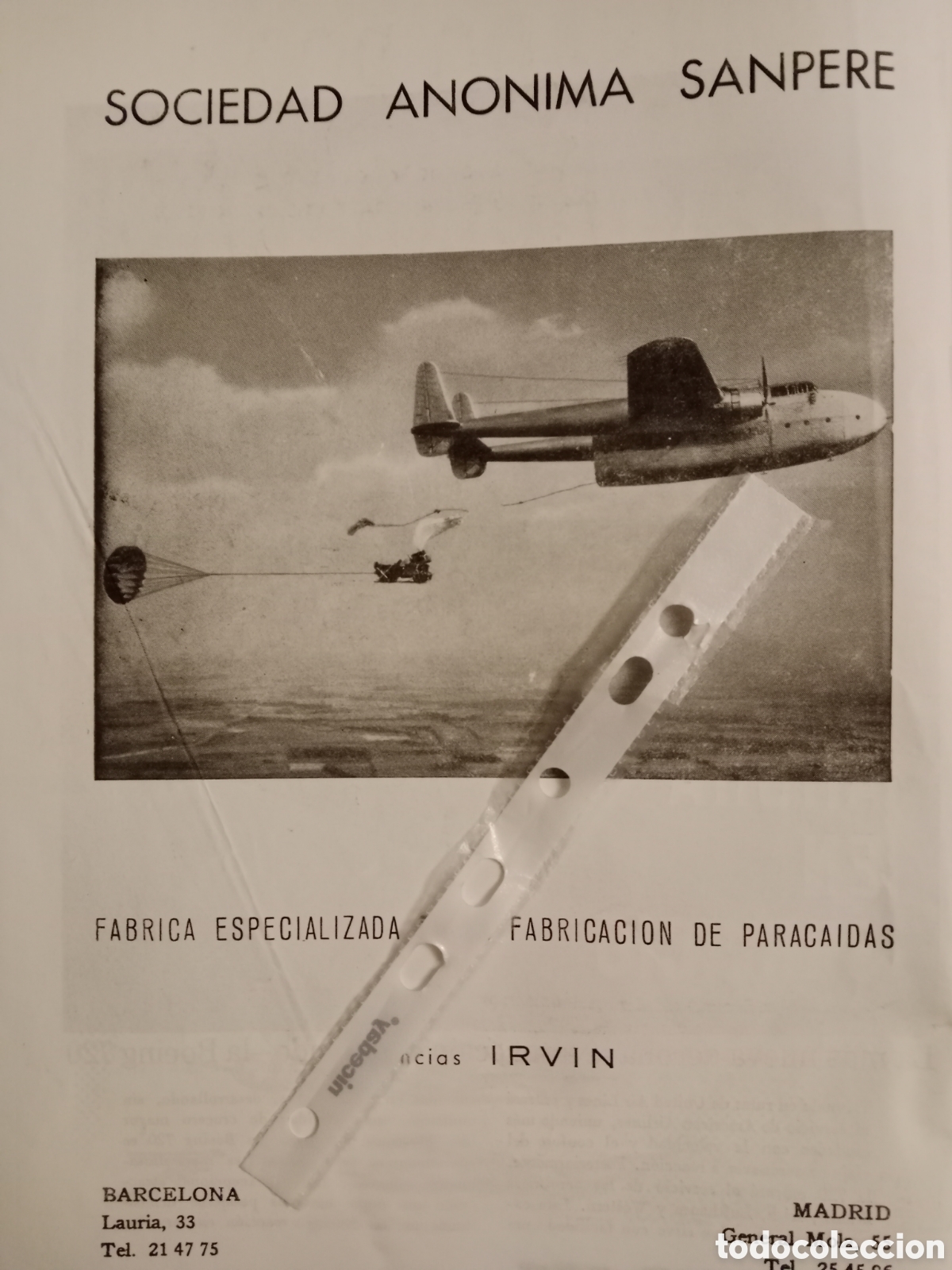 Paper Collecting Others: Publicidad paraca&iacute;das sanpere avion de 1960