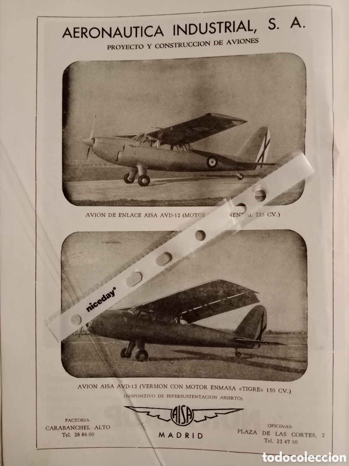 Paper Collecting Others: Publicidad aviones aeron&aacute;utica industrial aisa de 1960