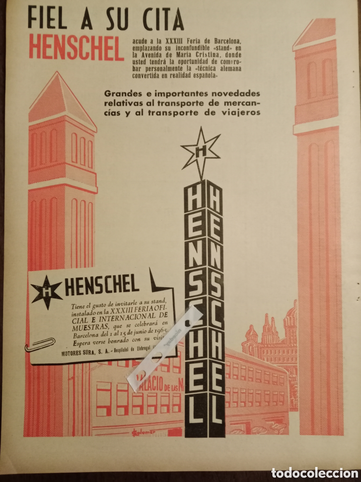 Outros artigos de papel: Publicidad cami&oacute;n autob&uacute;s Henschel de 1965