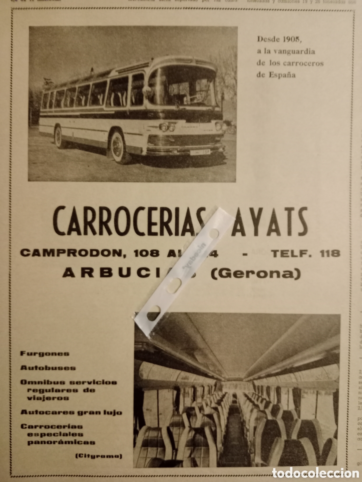 Outros artigos de papel: Publicidad carrocer&iacute;as ayats de 1965 autob&uacute;s autocar