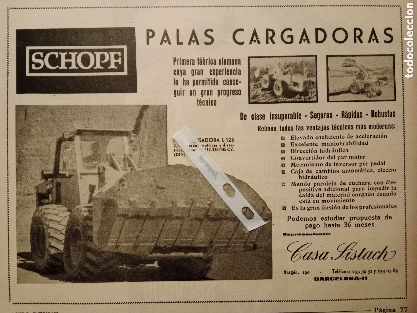 Outros artigos de papel: Publicidad pala cargadora Schopf de 1965