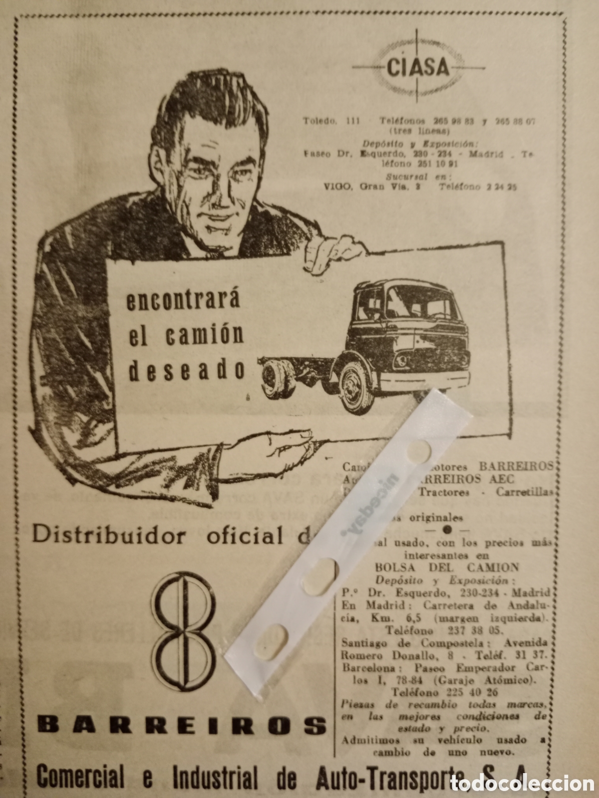 Outros artigos de papel: Publicidad cami&oacute;n Barreiros de 1965