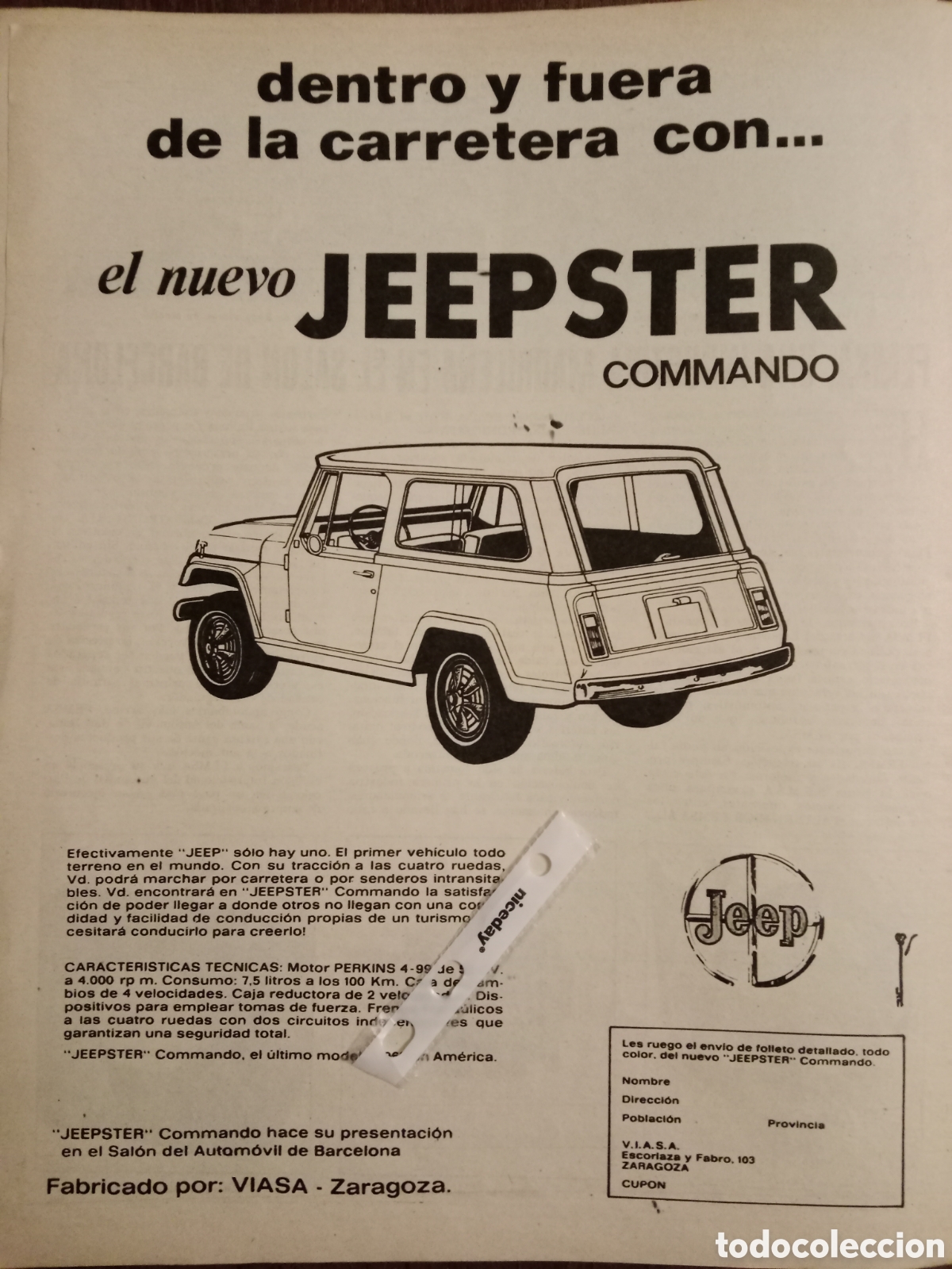 Outros artigos de papel: Publicidad todoterreno Jeep viasa commando de 1968