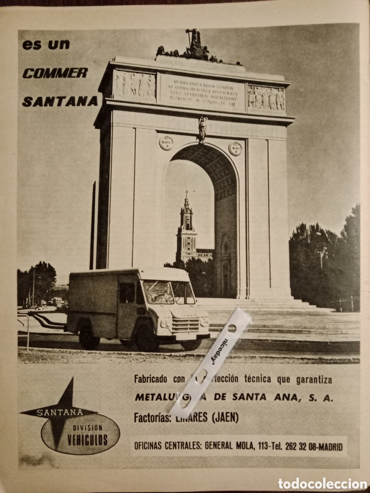 Outros artigos de papel: Publicidad furgoneta commer Santana de 1968