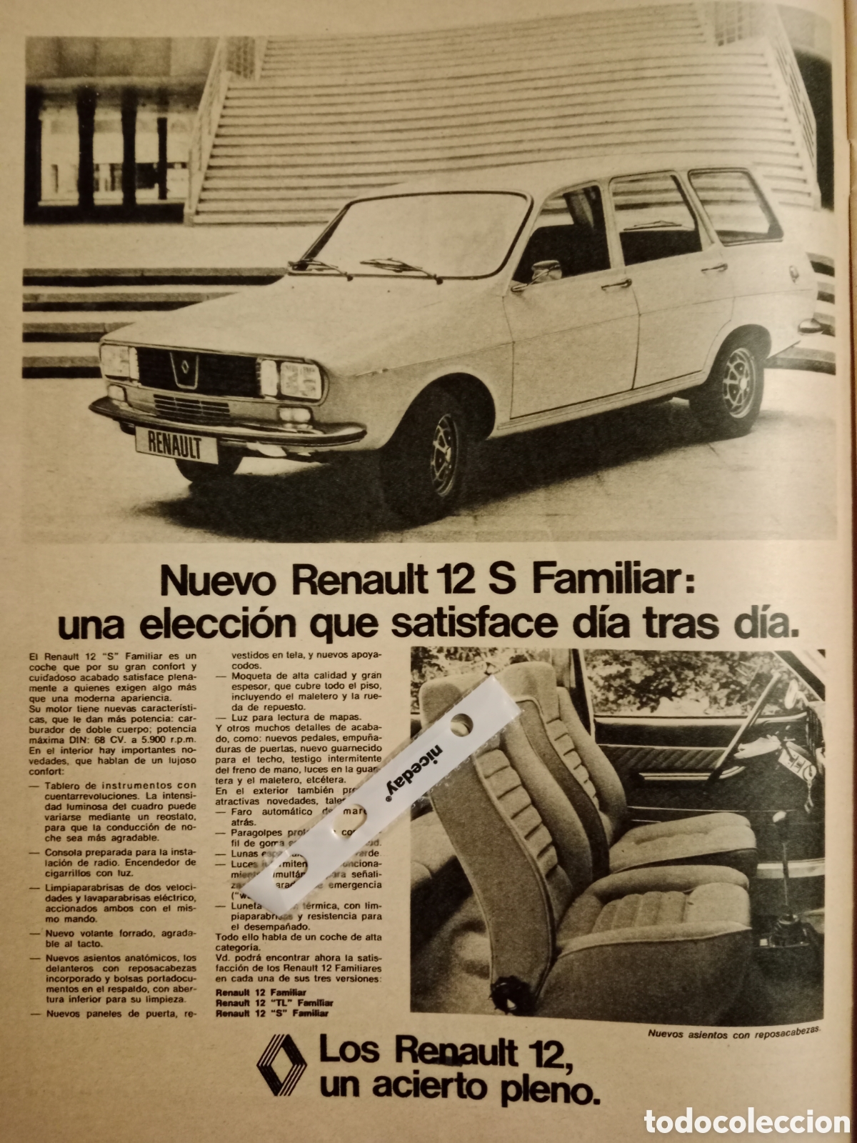 Otros Art&iacute;culos de Coleccionismo en Papel: Publicidad autom&oacute;vil Renault 12 familiar de 1975