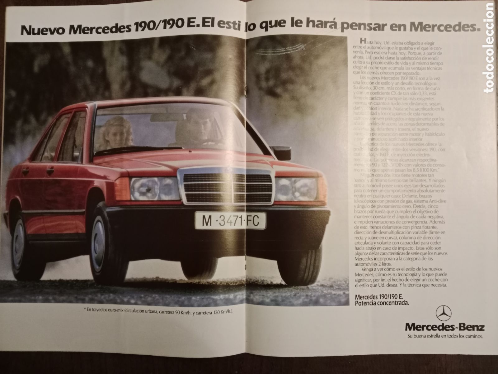Outros artigos de papel: Publicidad autom&oacute;vil mercedes Benz 190 de 1983
