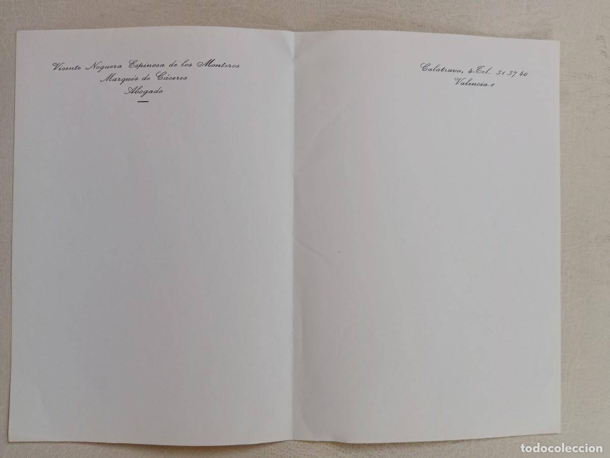 Sammelleidenschaft Andere Papierartikel: CARTA CON MEMBRETE D.VICENTE NOGUERA ESPINOSA DE LOS MONTEROS - ABOGADO - VALENCIA -A&Ntilde;OS 60.