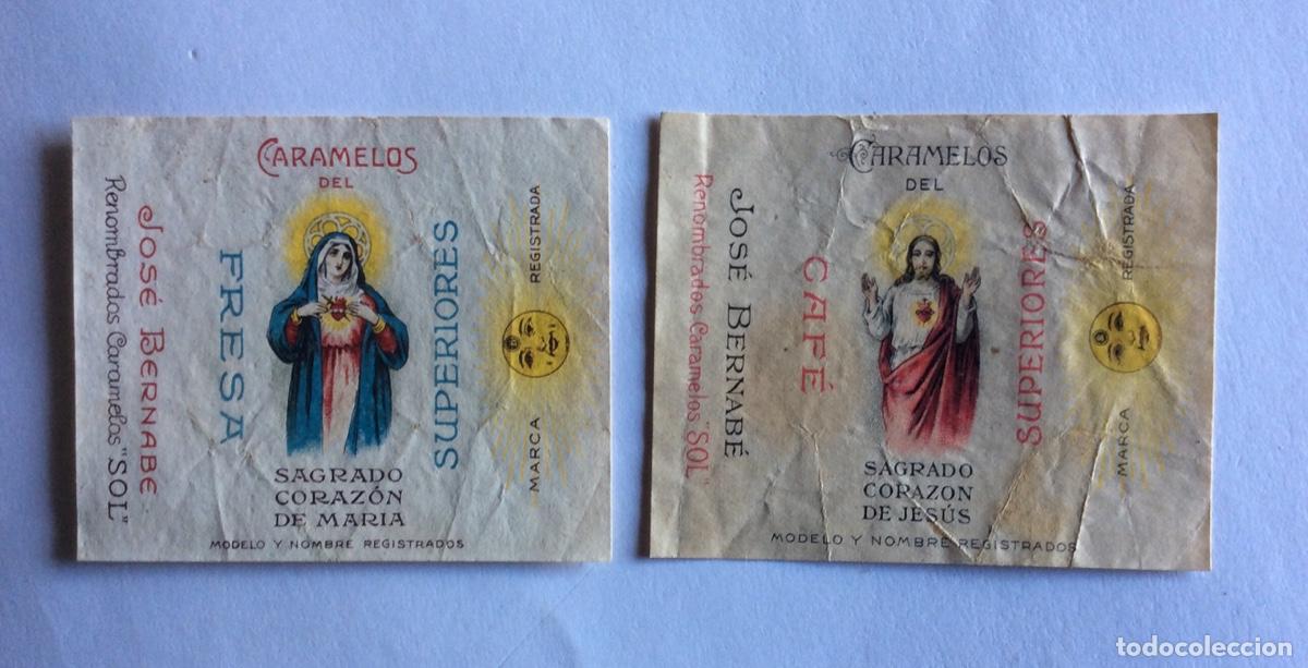 Otros art&iacute;culos de coleccionismo en papel: 2 ENVOLTORIO CARAMELOS DEL SAGRADO CORAZ&Oacute;N SOL JOS&Eacute; BERNABE BARCELONA