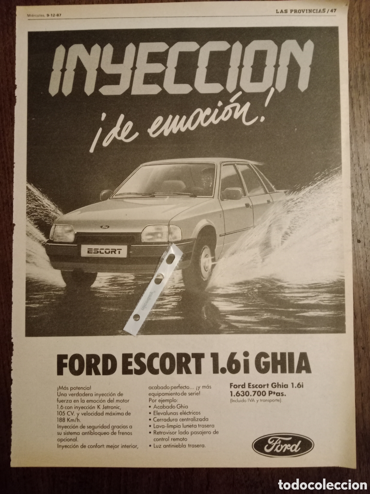 Outros artigos de papel: Publicidad autom&oacute;vil Ford escort de 1987