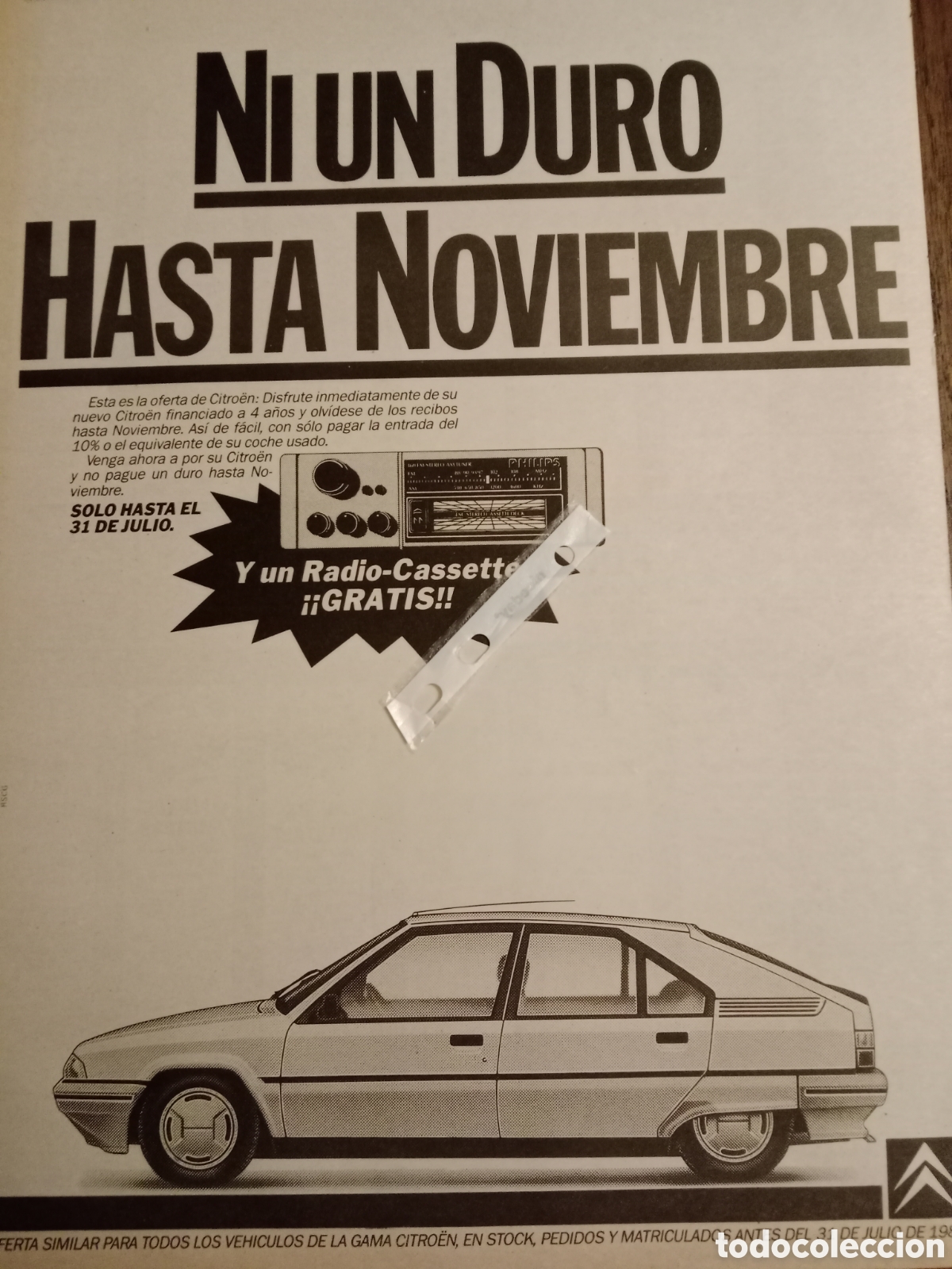 Otros Art&iacute;culos de Coleccionismo en Papel: Publicidad autom&oacute;vil Citroen bx de 1987