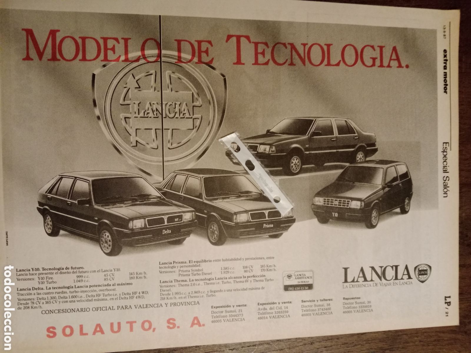 Otros Art&iacute;culos de Coleccionismo en Papel: Publicidad autom&oacute;vil Lancia delta prisma de 1987