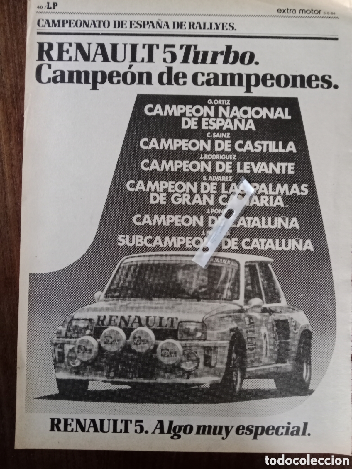 Otros Art&iacute;culos de Coleccionismo en Papel: Publicidad autom&oacute;vil Renault 5 turbo de 1984