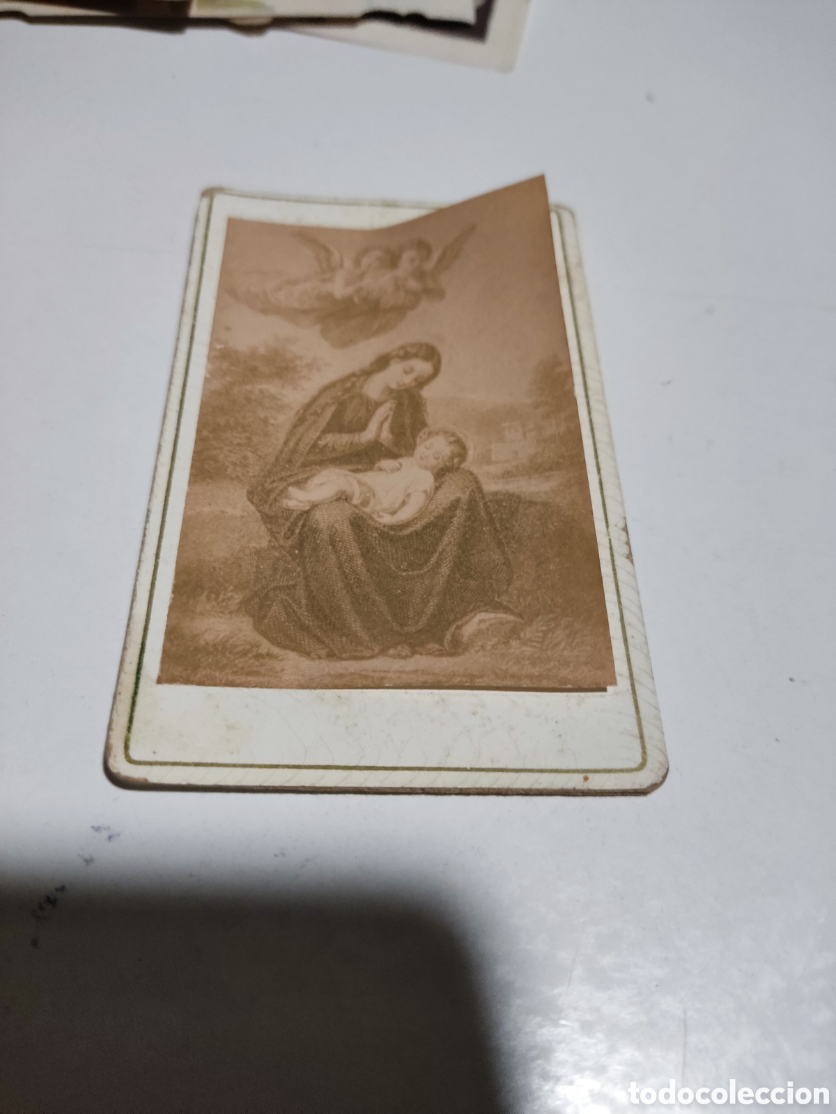 Otros art&iacute;culos de coleccionismo en papel: Estampa religiosa antigua Mar&iacute;a ni&ntilde;o jes&uacute;s, &aacute;ngeles