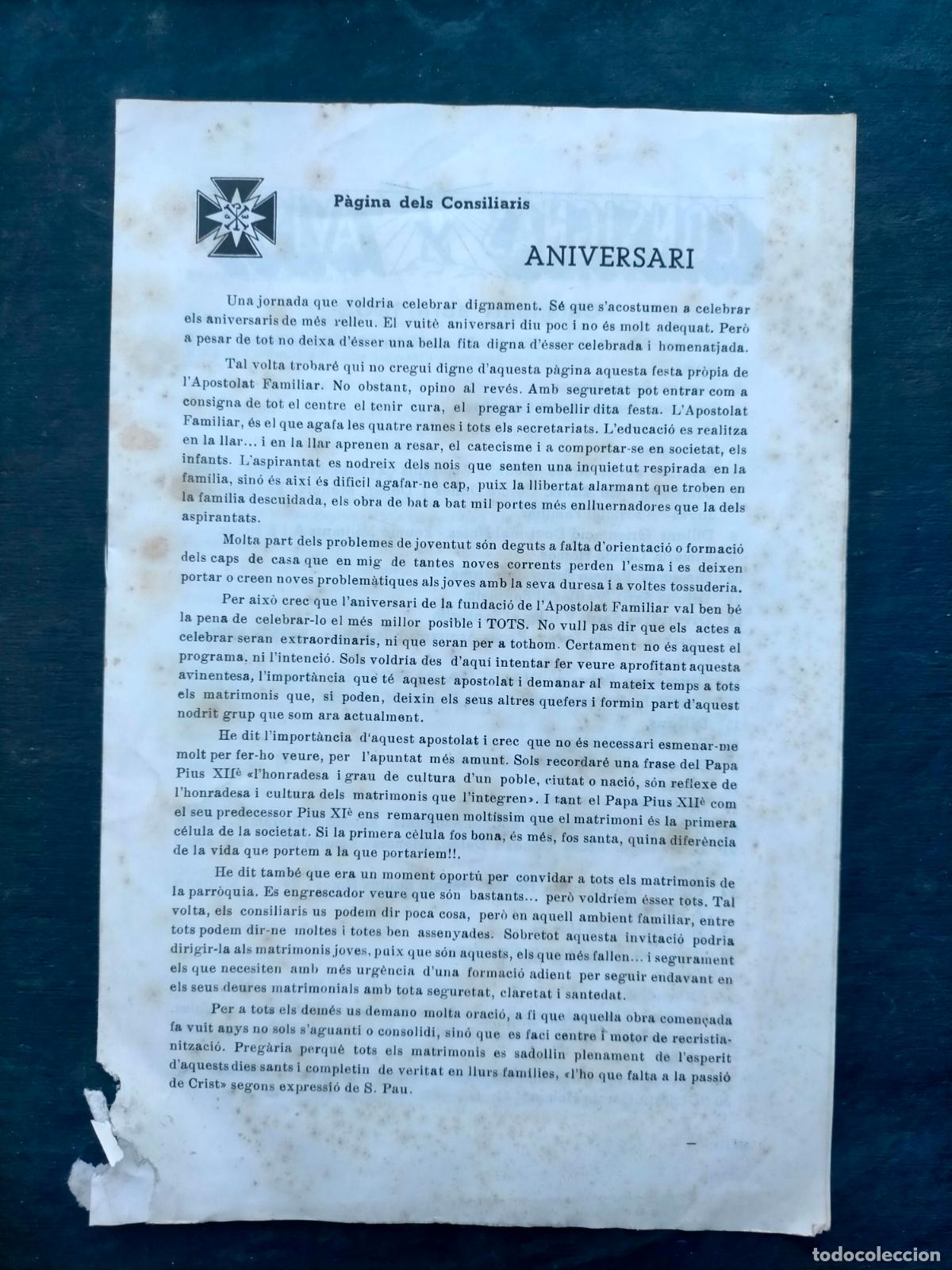 Sammelleidenschaft Andere Papierartikel: 1963 calendari cultes en la basilica consignas avisos Manresa
