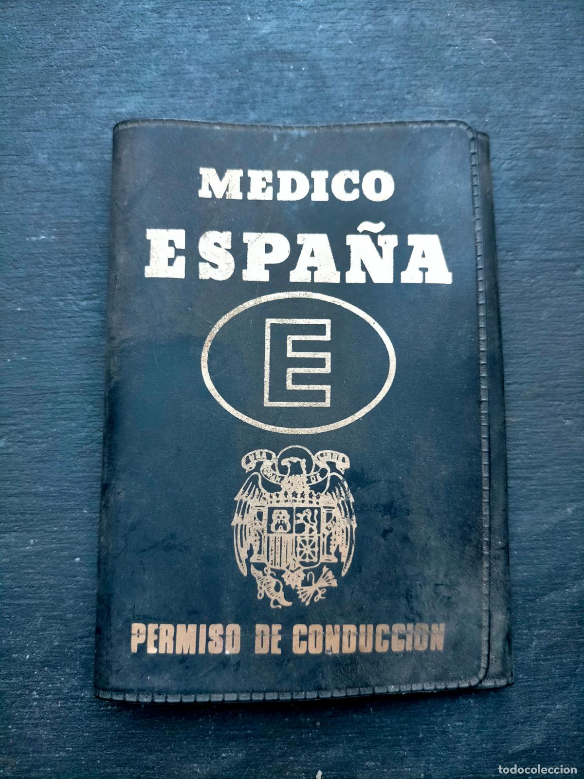 Otros Art&iacute;culos de Coleccionismo en Papel: Permiso de conducci&oacute;n medico Espa&ntilde;a funda antigua negra