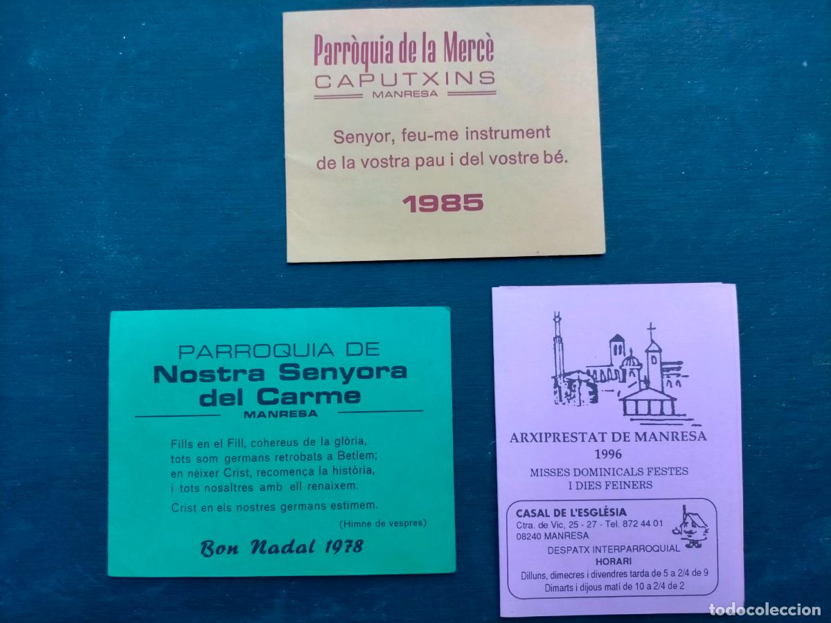 Altri oggetti di carta: Tarjetas de Manresa arxiprestat parr&ograve;quia de la Merc&egrave; 1985 Nostra Senyora del Carme 1978 Bon Nadal