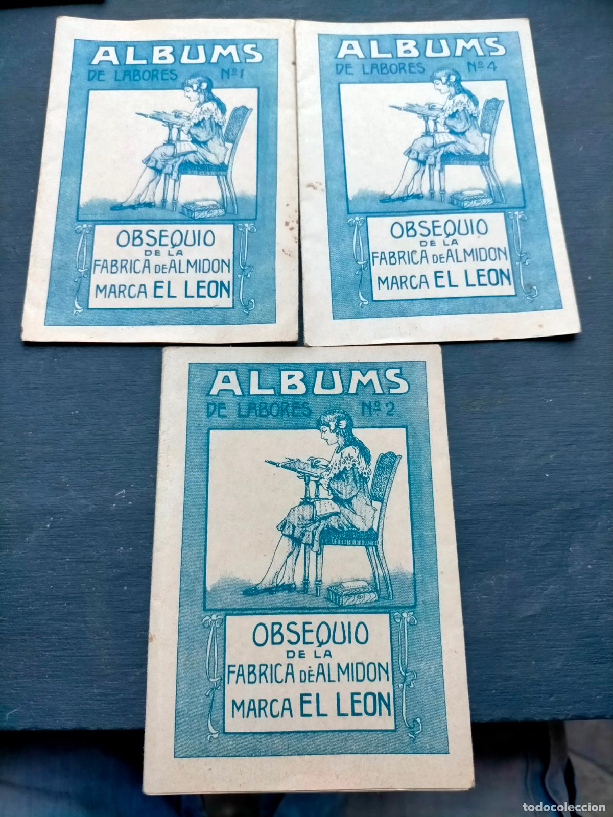 Sammelleidenschaft Andere Papierartikel: Lote albums de labores peque&ntilde;os n&ordm;1 n&ordm;2 n&ordm;4 obsequio de la fabrica de almidon marca el Leon