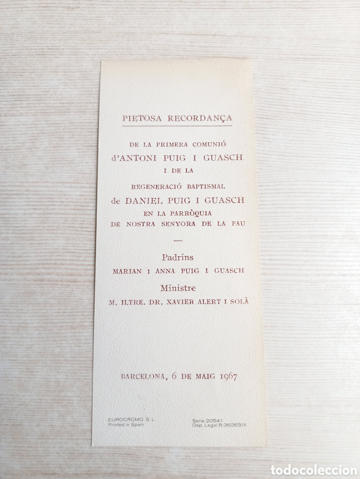 Otros art&iacute;culos de coleccionismo en papel: Recuerdo de Comuni&oacute;n 1967. - Foto 2