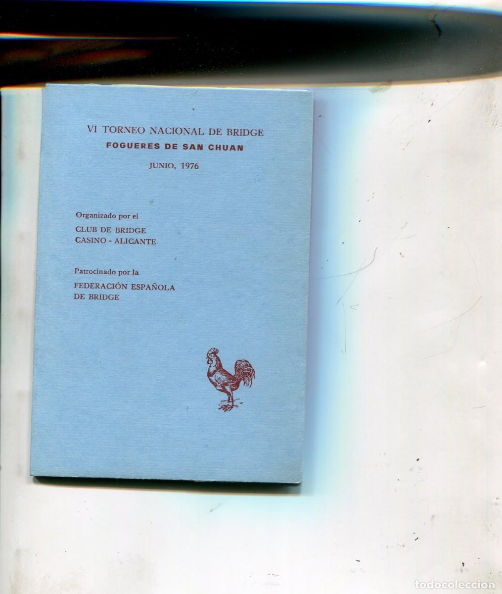 Otros art&iacute;culos de coleccionismo en papel: LIBRETA PARA JUGAR AL VI TORNEO NACIONAL DE BRIDGE FOGUERES DE SAN CHUAN A&Ntilde;O 1976 CASINO ALICANTE