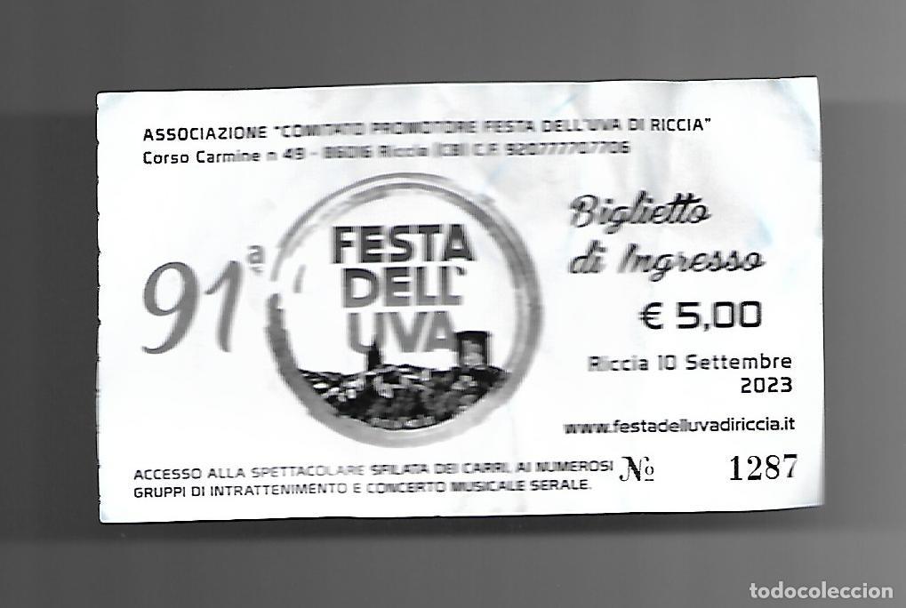 Otros art&iacute;culos de coleccionismo en papel: Biglietto di Ingresso - Festa dell'uva comune di Riccia