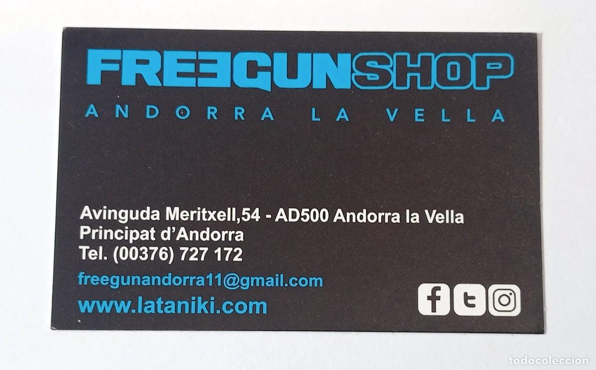 Collectionnisme Papier divers: TARJETA PUBLICITARIA FREEGUN SHOP + NIKI SHOP, ANDORRA LA VELLA