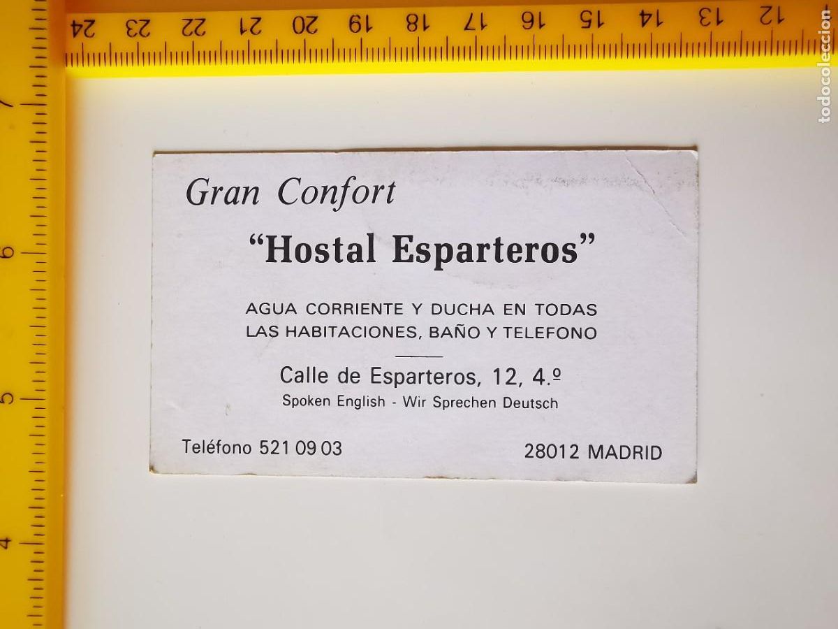 Otros Art&iacute;culos de Coleccionismo en Papel: ANTIGUA TARJETA DE VISITA HOSTAL ESPARTEROS MADRID GRAN CONFORT