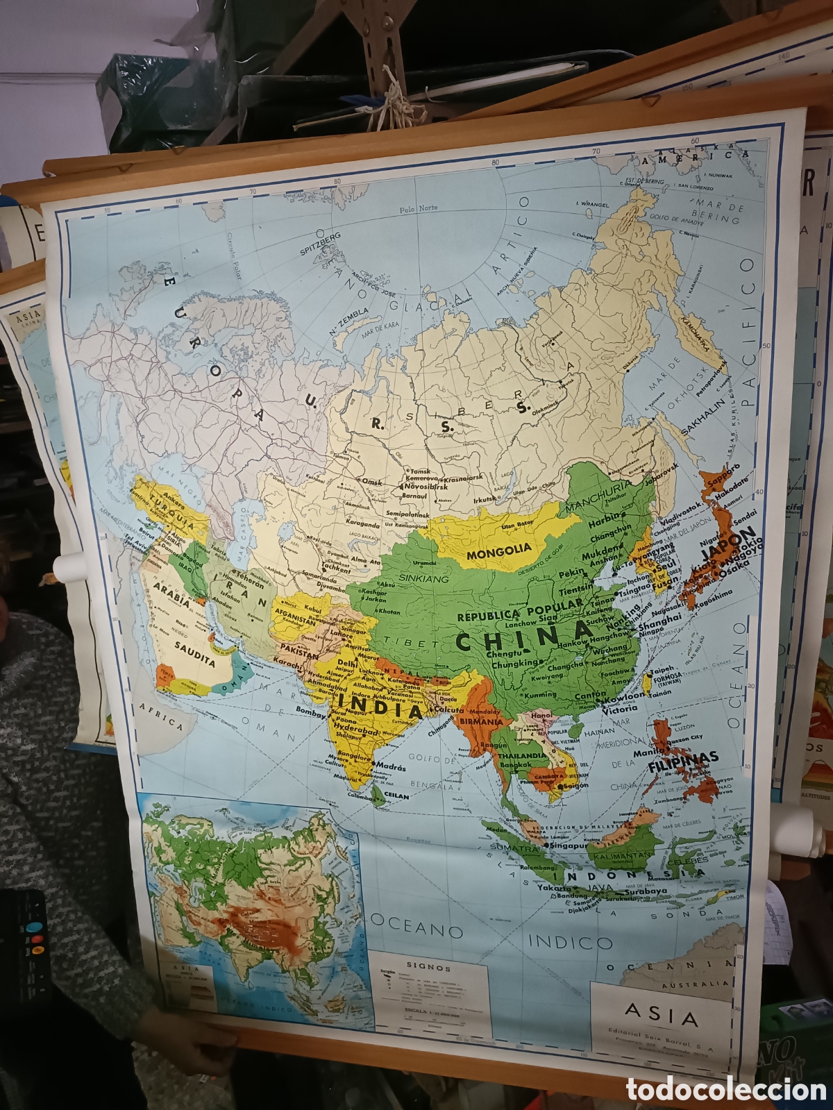 Otros Art&iacute;culos de Coleccionismo en Papel: 1973 Mapa Asia Editorial Seix Barral S.A. (Barcelona)