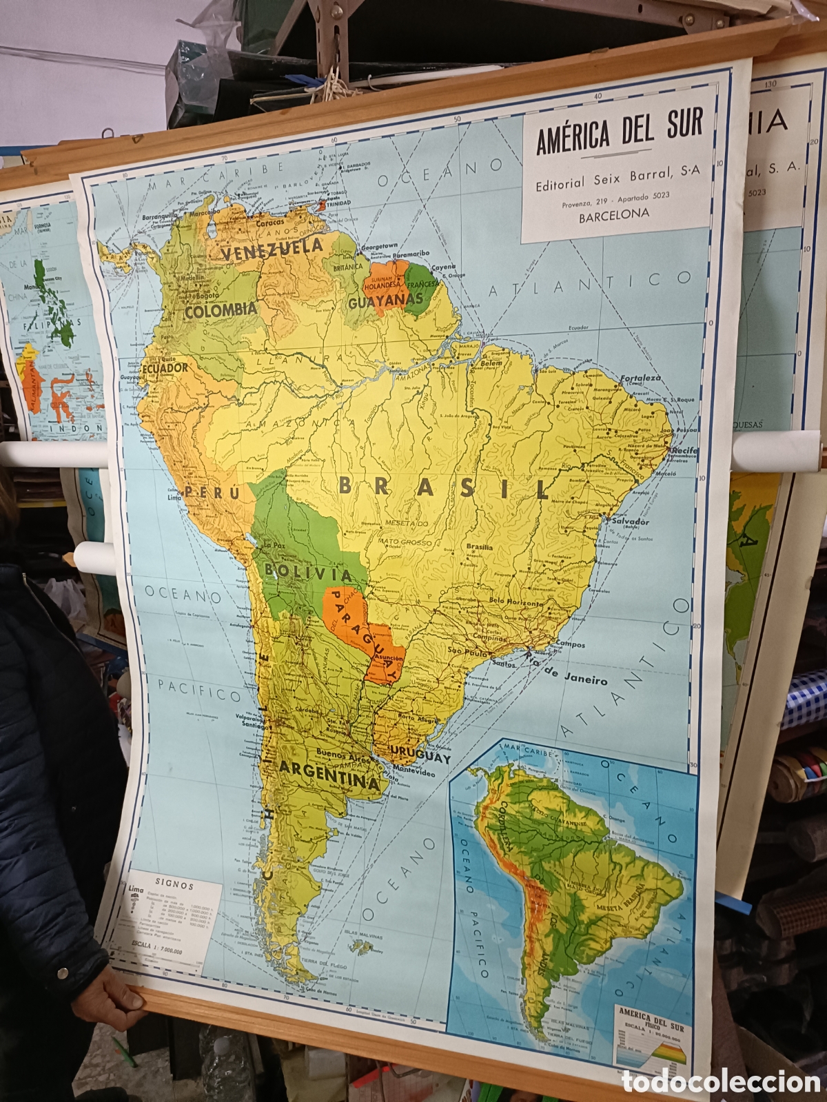 Otros Art&iacute;culos de Coleccionismo en Papel: 1973 Mapa escolar Am&eacute;rica del Sur. Seix Barral S.A. (Barcelona)