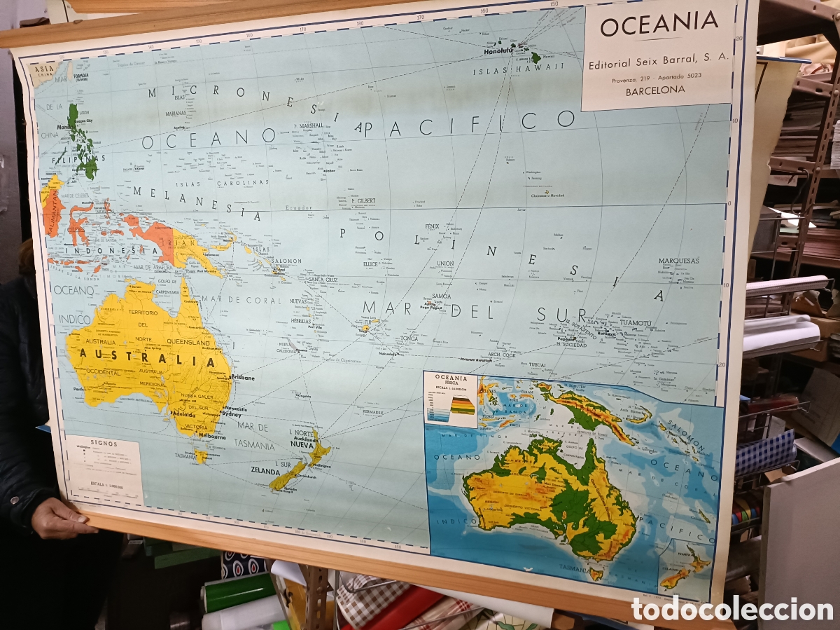 Otros Art&iacute;culos de Coleccionismo en Papel: 1972 Mapa Ocean&iacute;a Editorial Seix Barral S.A. (Barcelona)
