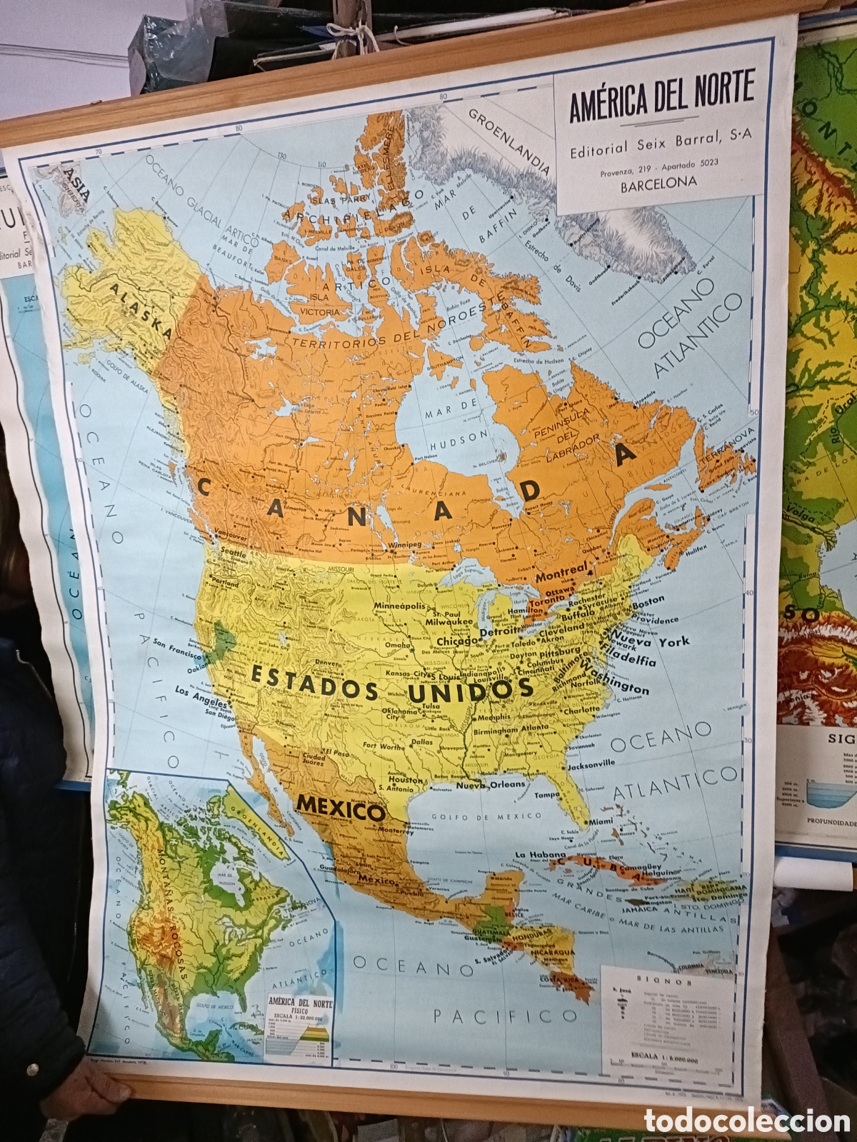 Otros Art&iacute;culos de Coleccionismo en Papel: 1973 Mapa Am&eacute;rica del norte Editorial Seix y Barral S.A.