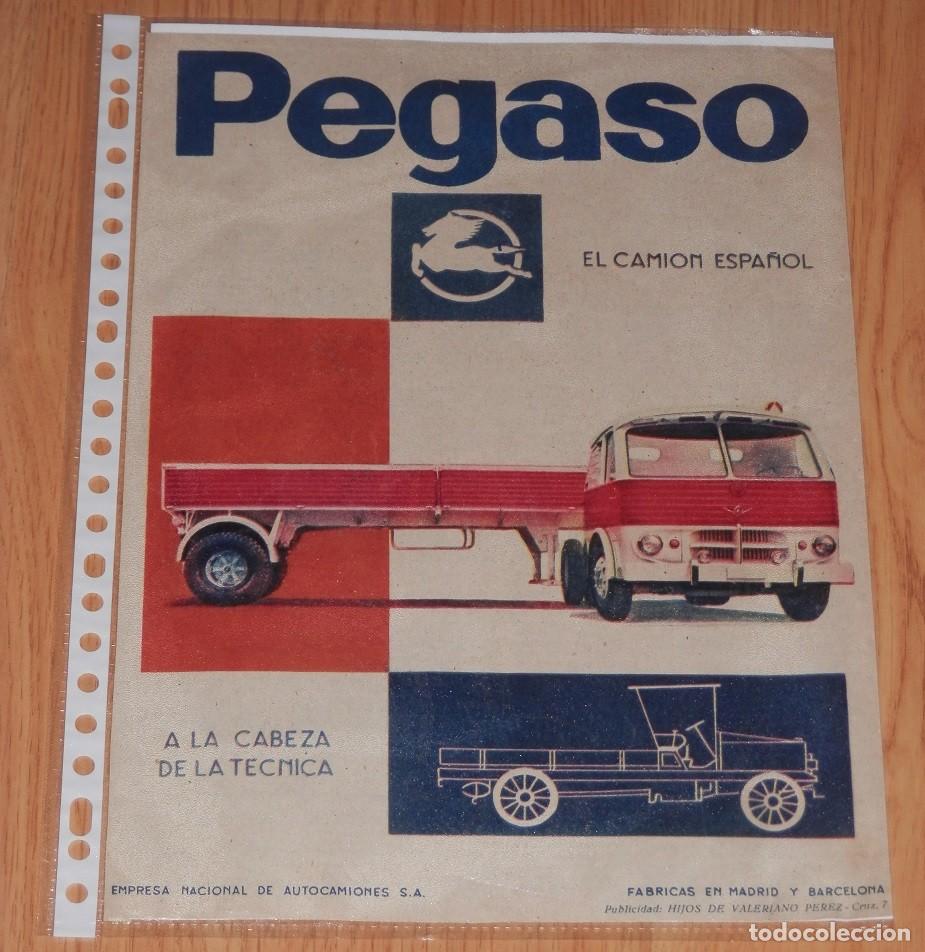 Otros Art&iacute;culos de Coleccionismo en Papel: HOJA CON PUBLICIDAD DE LA MARCA DE LOS CAMIONES PEGASO DEL A&Ntilde;O 1963