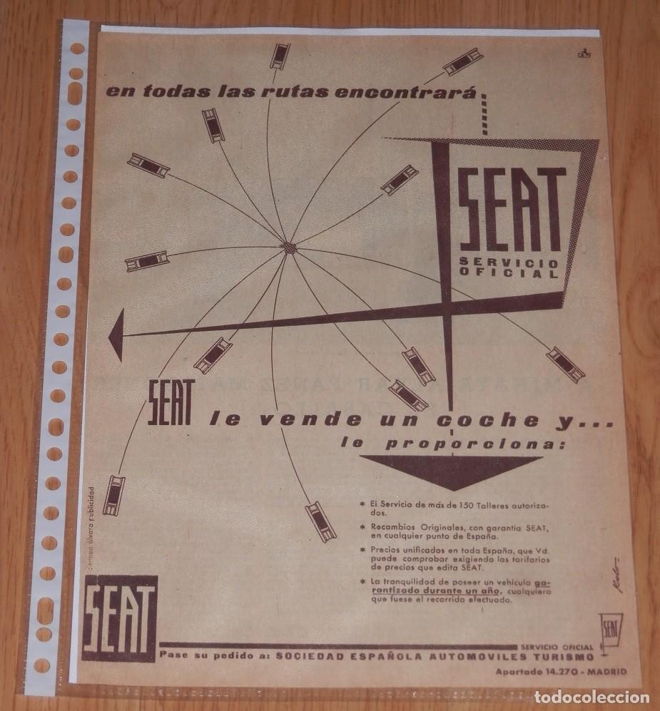 Otros art&iacute;culos de coleccionismo en papel: HOJA CON PUBLICIDAD DE LOS AUTOMOVILES SEAT