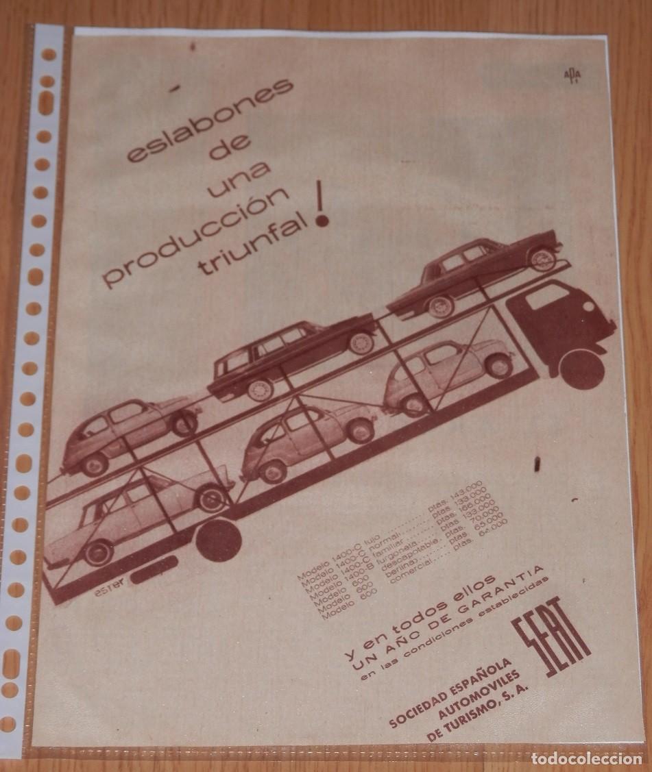 Otros art&iacute;culos de coleccionismo en papel: HOJA CON PUBLICIDAD DE LOS AUTOMOVILES SEAT