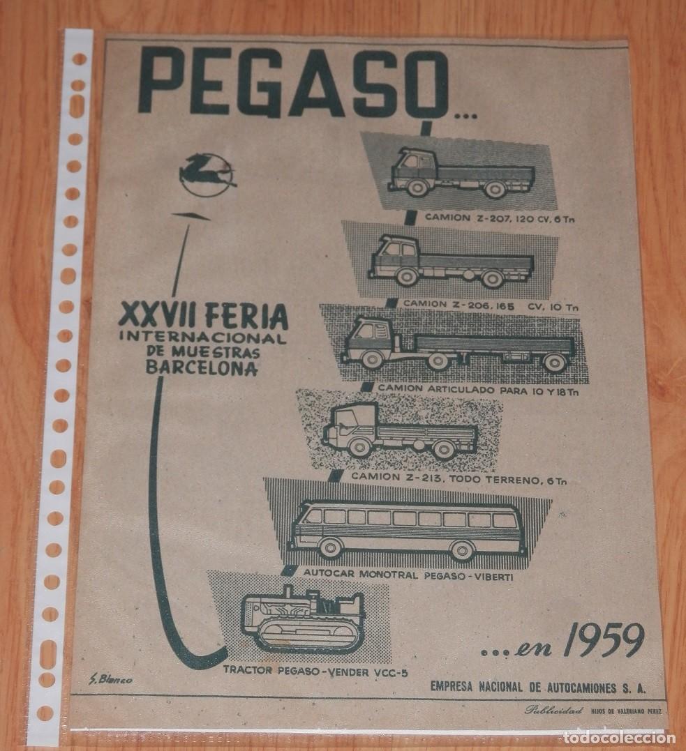 Otros Art&iacute;culos de Coleccionismo en Papel: HOJA CON PUBLICIDAD DE LOS CAMIONES PEGASO