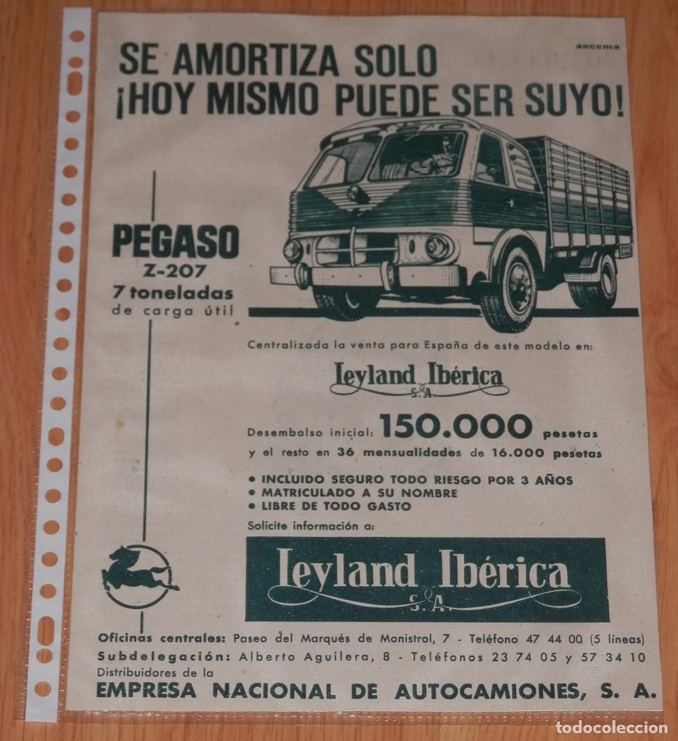 Otros Art&iacute;culos de Coleccionismo en Papel: HOJA CON PUBLICIDAD DE LOS CAMIONES PEGASO