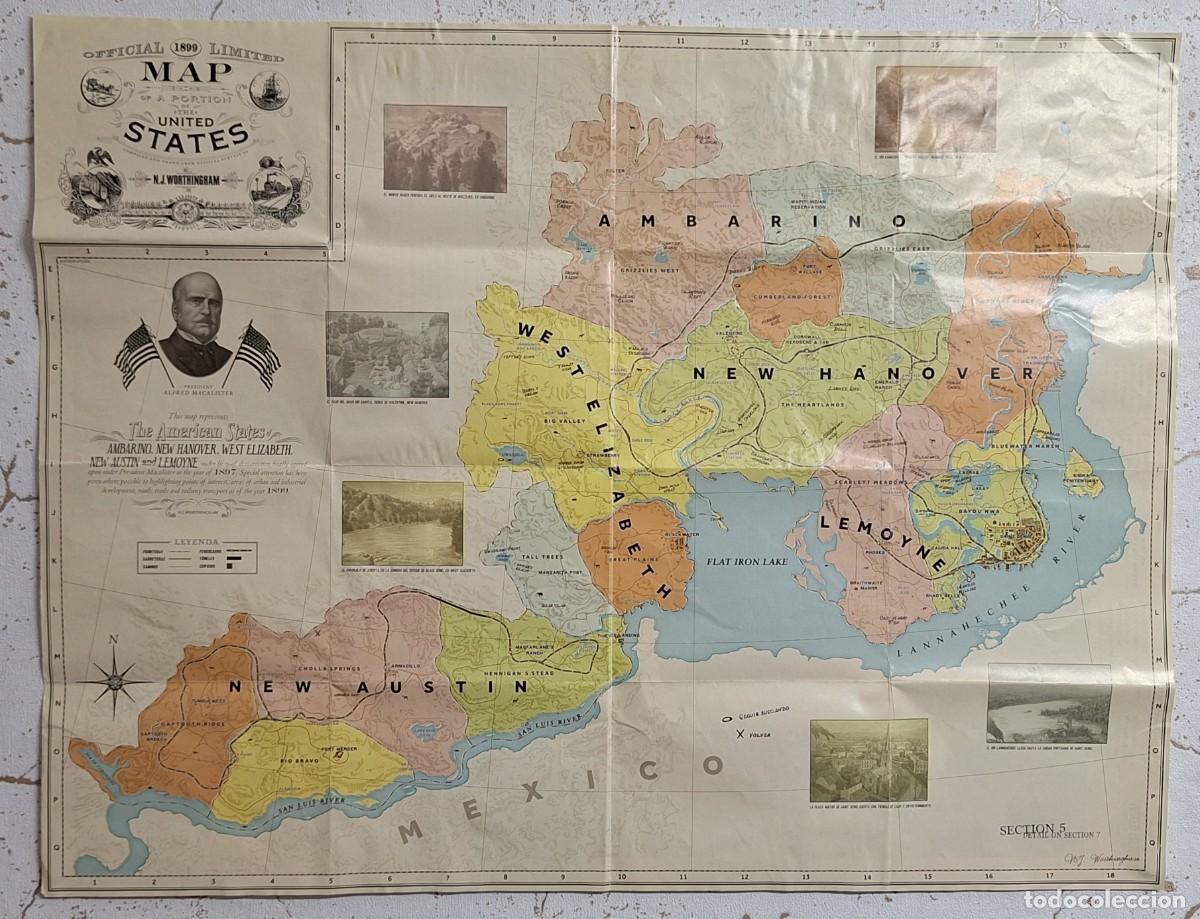 Otros art&iacute;culos de coleccionismo en papel: REPRODUCCI&Oacute;N: OFFICIAL LIMITED MAP OF A PORTION OF THE UNITED STATES POR N.J. WORTHINGHAM &middot; A&ntilde;o 1899